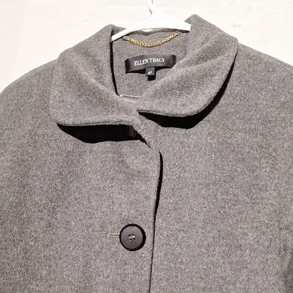 Wool Angora Pea Coat, Grey, Ellen Tracy Sz 4, NWOT - Picture 5 of 16
